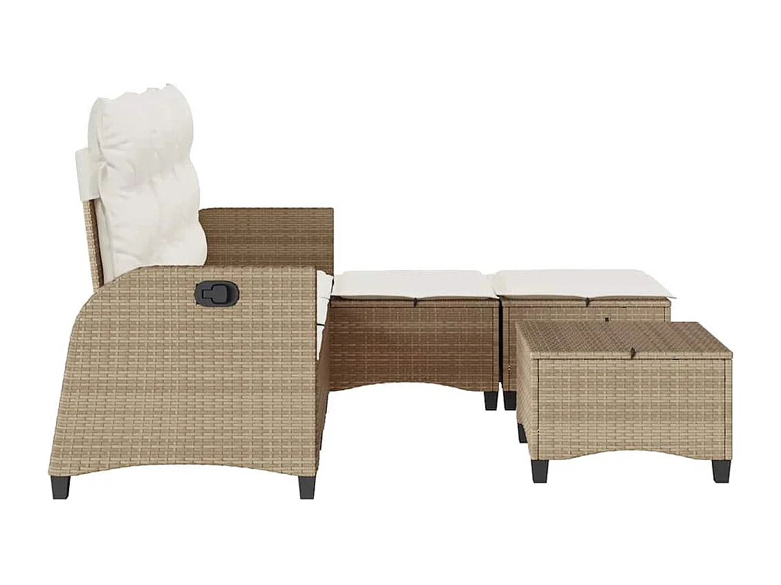 Juego de sofás de jardín en forma de L con cojines 3 piezas beige