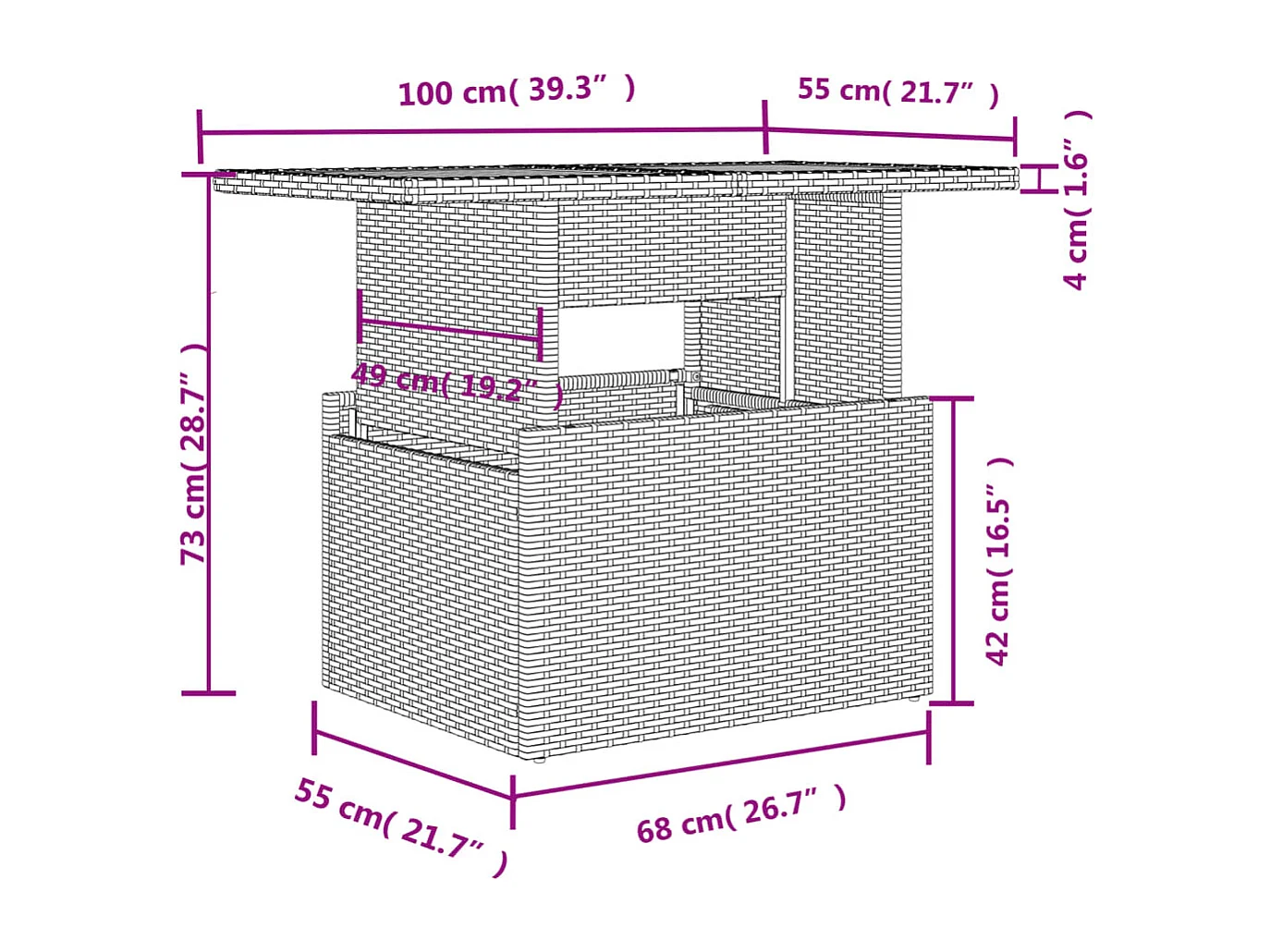 Set comedor de jardín 5 piezas y cojines ratán sintético marrón