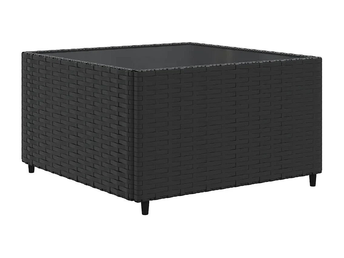 5-delige Loungeset met kussens poly rattan zwart