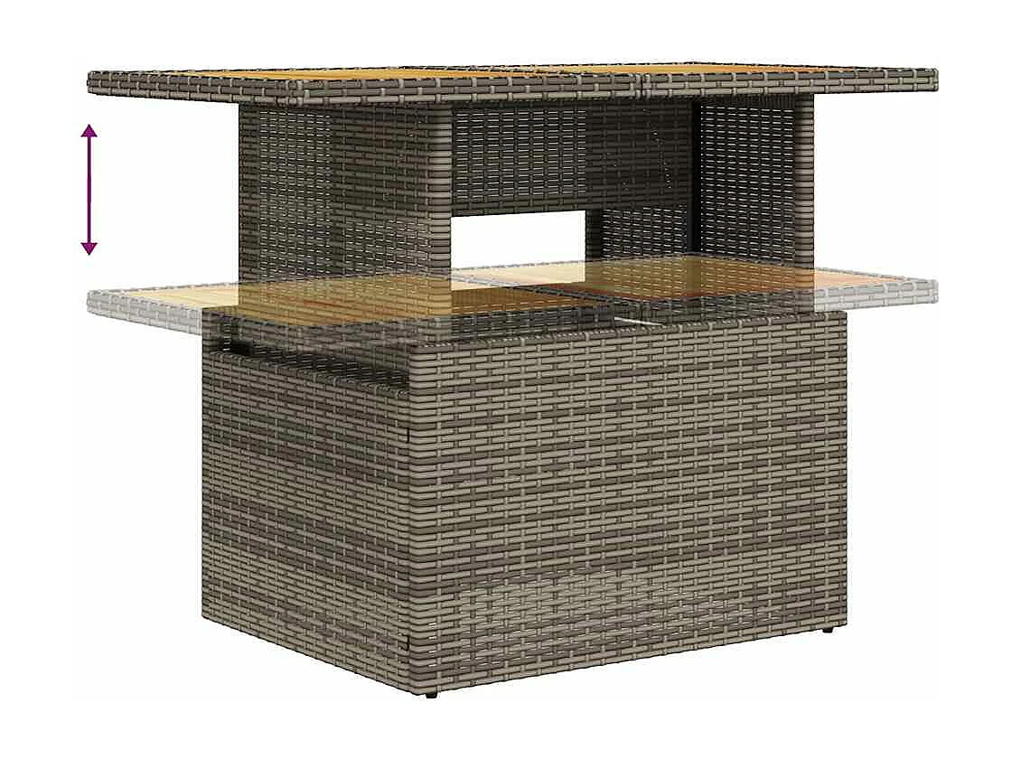 6-delige Loungeset met kussens poly rattan grijs