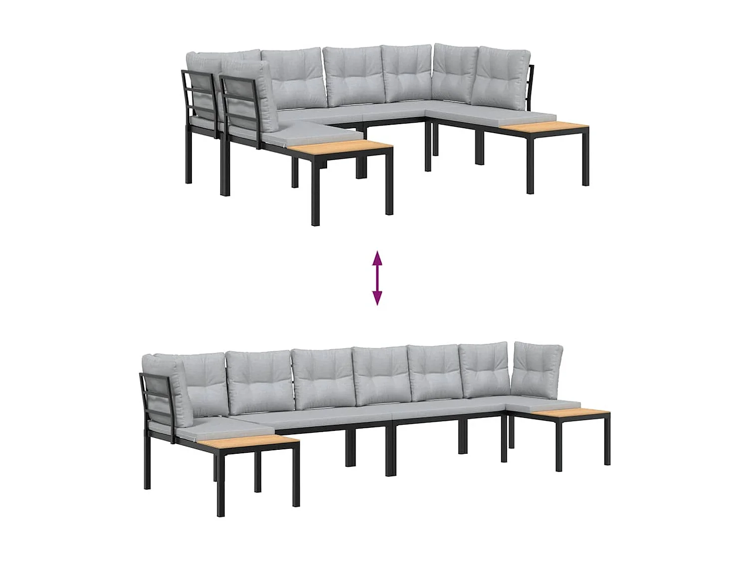 4 peças sofás de jardim com almofadões aço revestido a pó preto