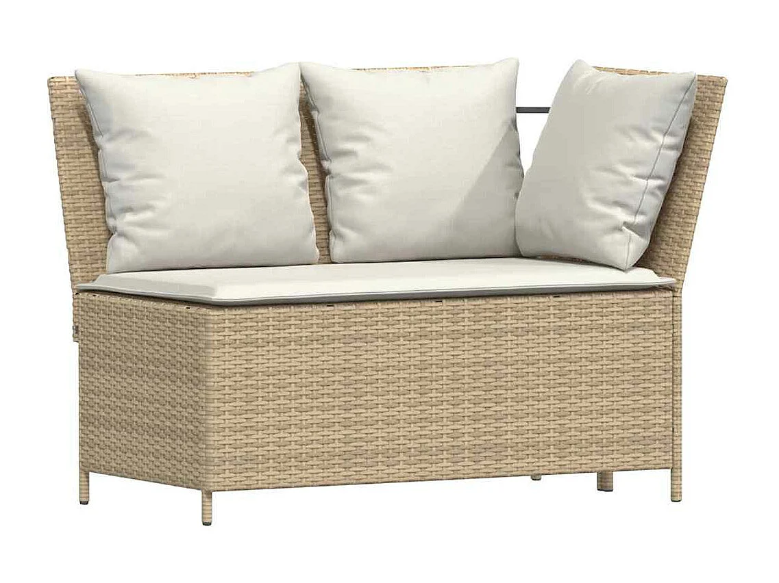 Salon de jardin avec coussins 3 pièces beige résine tressée