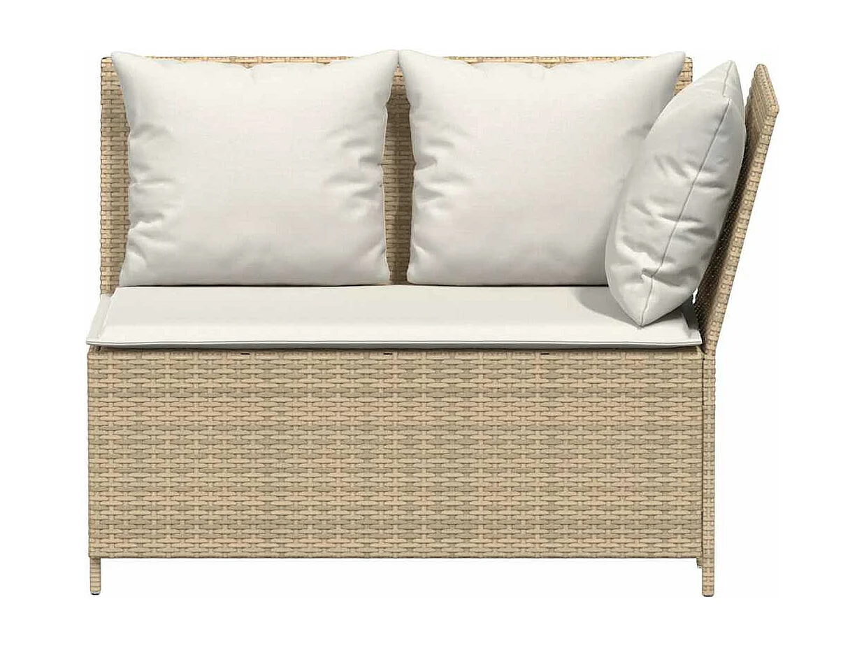 Salon de jardin avec coussins 3 pièces beige résine tressée