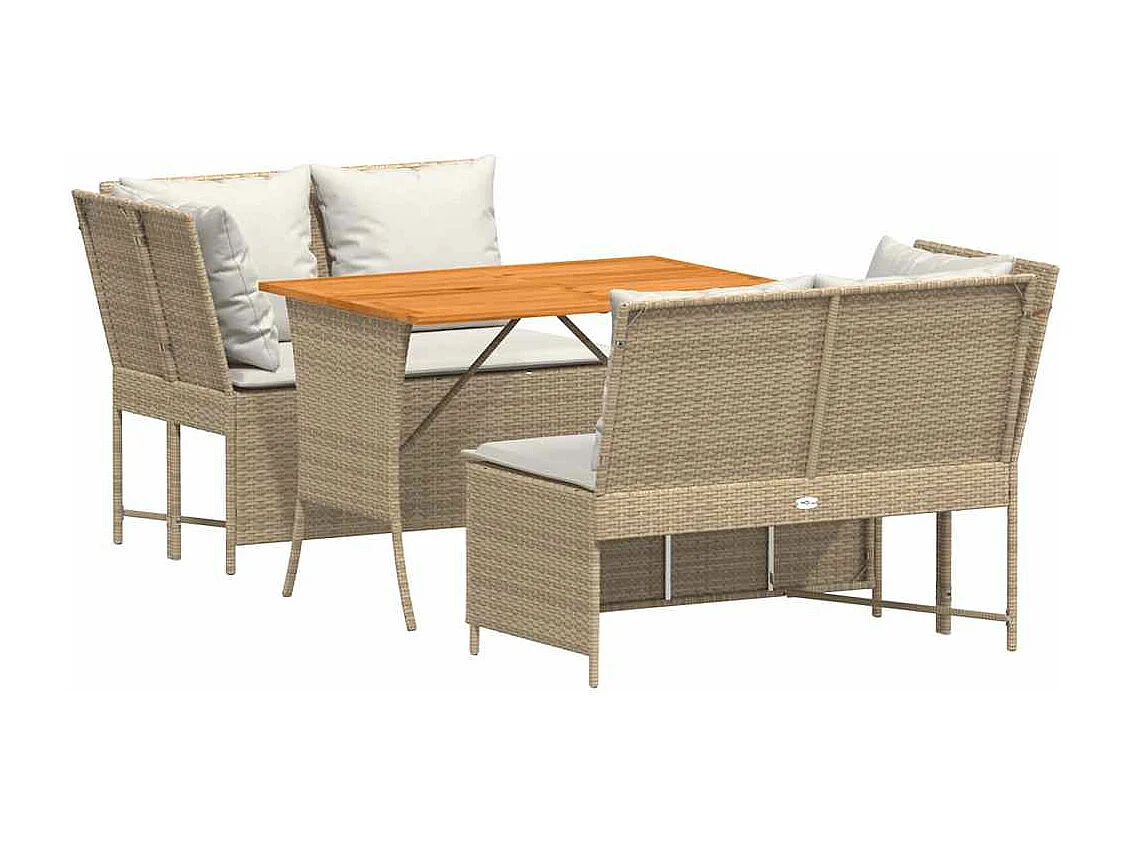 Salon de jardin avec coussins 3 pièces beige résine tressée