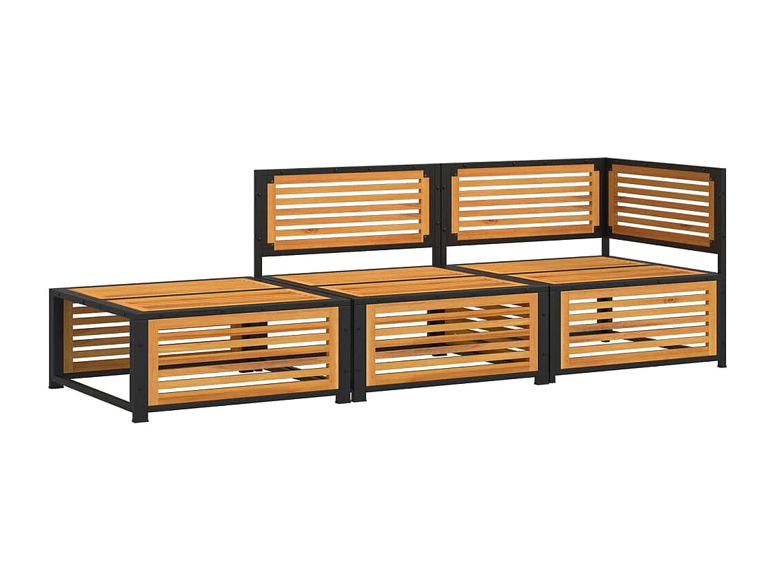 Salon de jardin avec coussins 3 pièces bois massif d'acacia