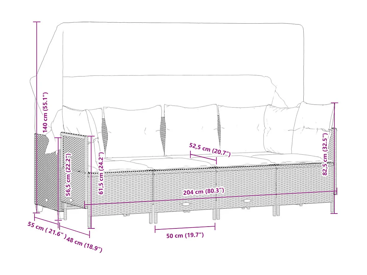 Salon de jardin avec coussins 5 pièces beige résine tressée