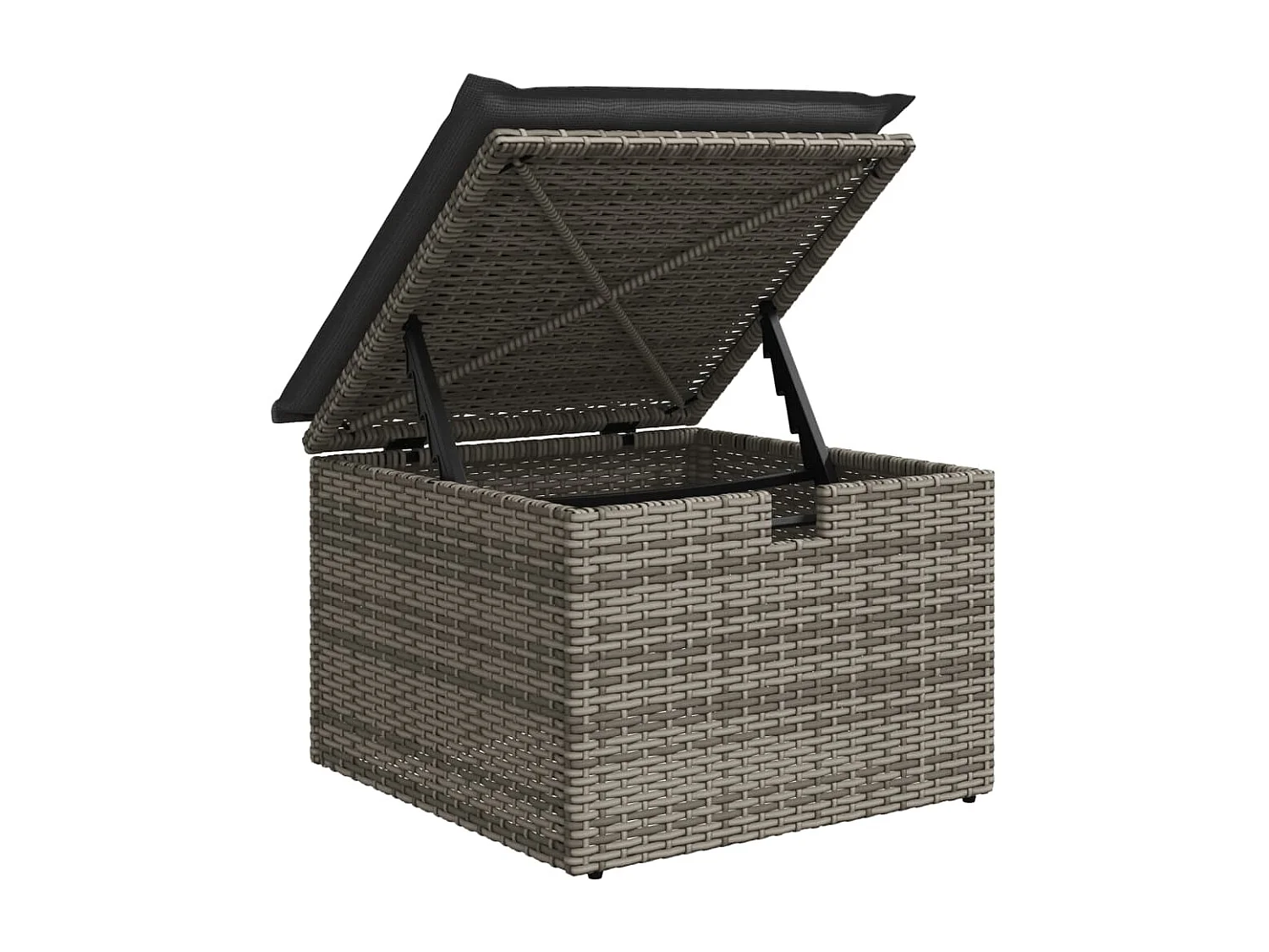 Salon de jardin 6 pièces avec coussins gris résine tressée