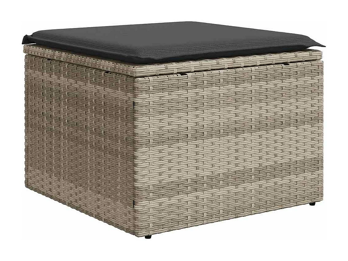 9-delige Loungeset met kussens poly rattan lichtgrijs