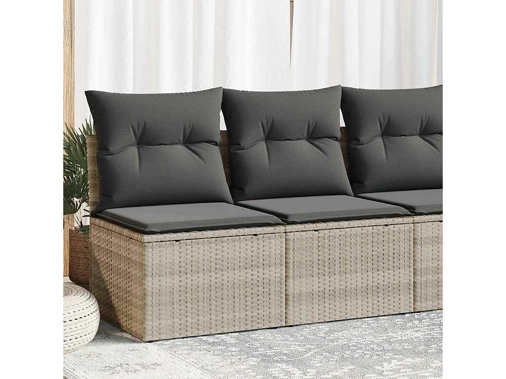 Salon de jardin 2 pièces avec coussins gris clair polyrotin acacia