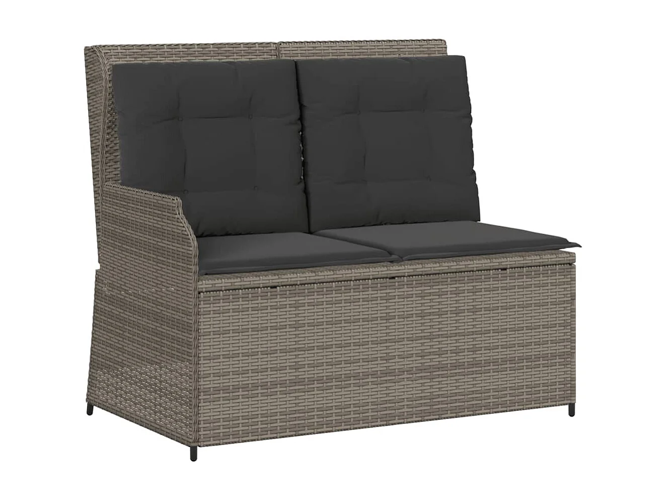Set de muebles de jardín 6 piezas y cojines ratán sintético gris