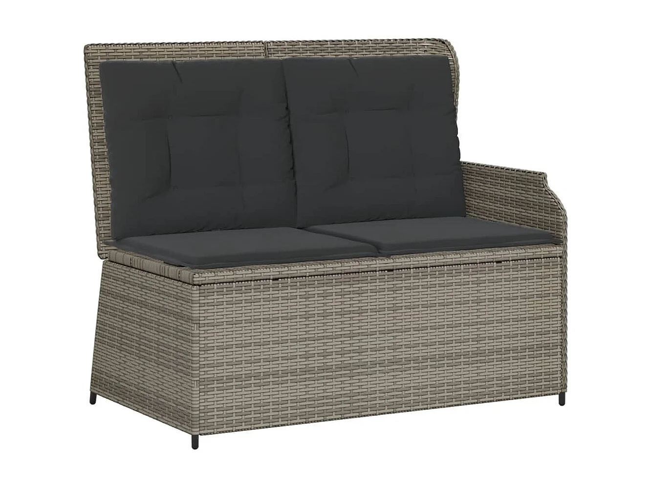 Set de muebles de jardín 6 piezas y cojines ratán sintético gris