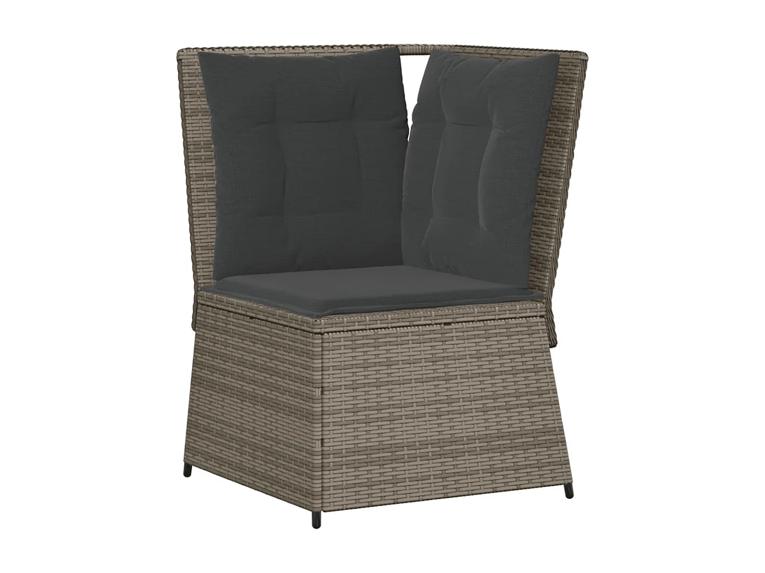 Set de muebles de jardín 6 piezas y cojines ratán sintético gris