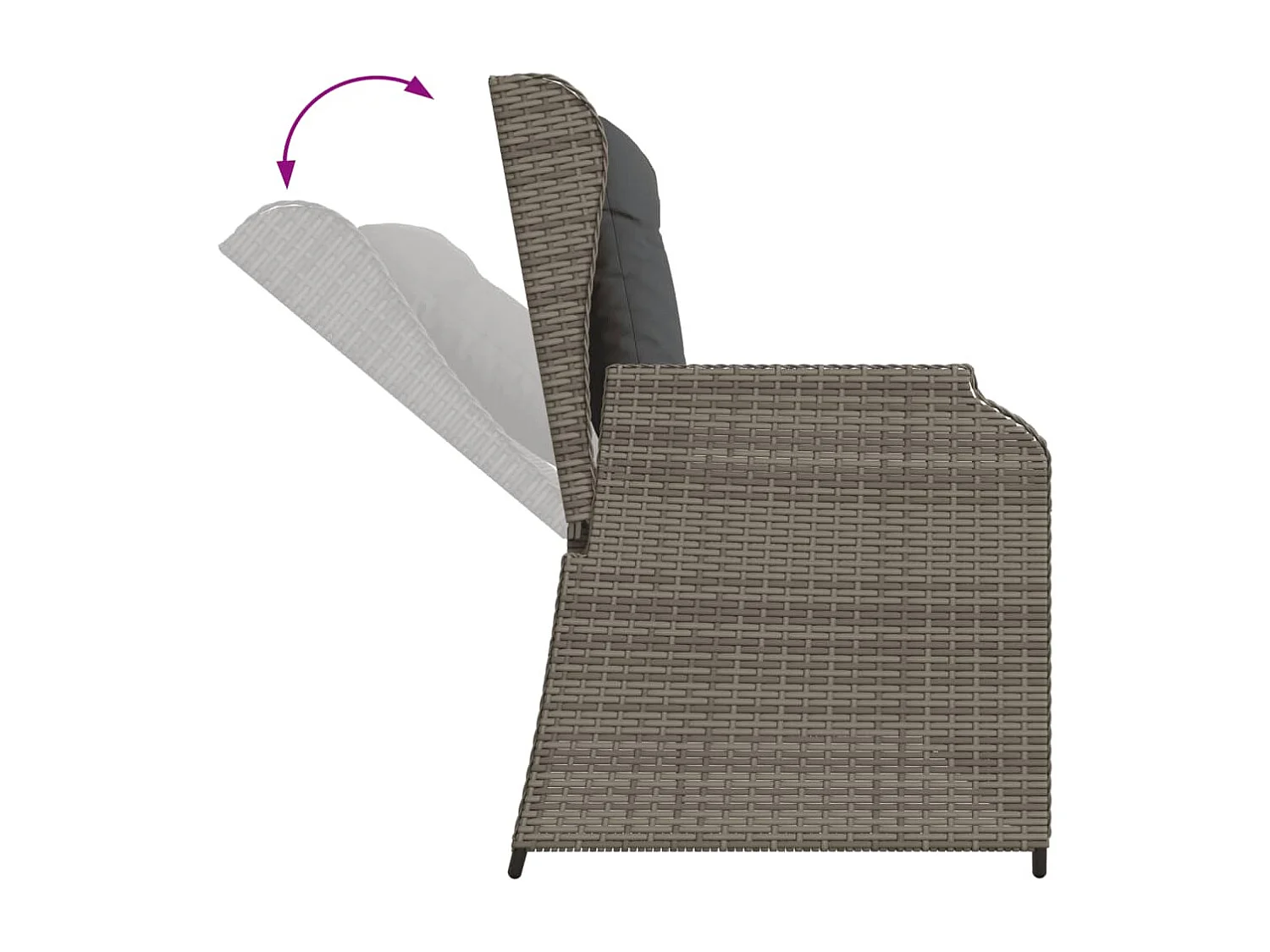 Set de muebles de jardín 6 piezas y cojines ratán sintético gris