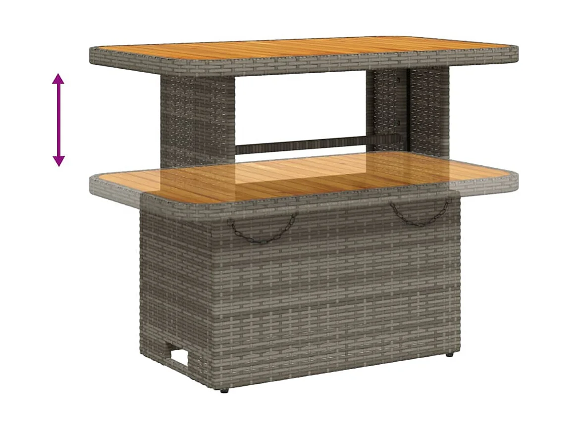 Set de muebles de jardín 6 piezas y cojines ratán sintético gris