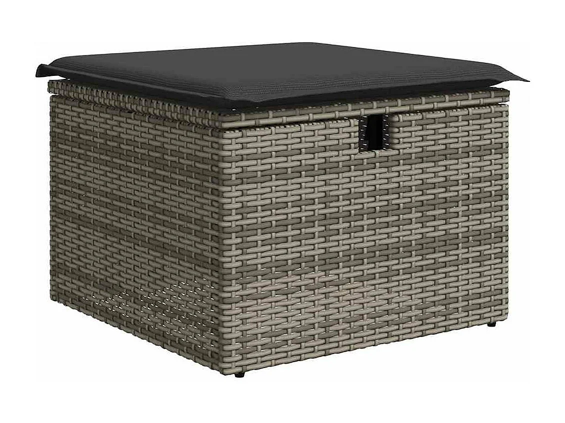 Salon de jardin 9 pièces avec coussins gris résine tressée