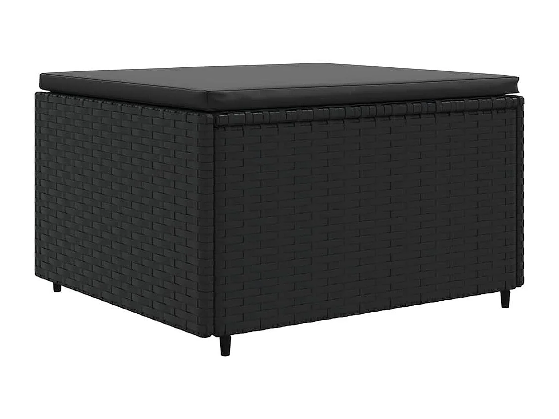 Set de muebles de jardín 8 piezas y cojines ratán sintético negro