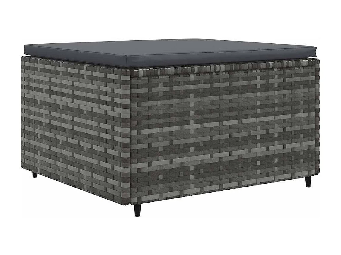 4 peças conjunto lounge de jardim com almofadões vime PE cinzento