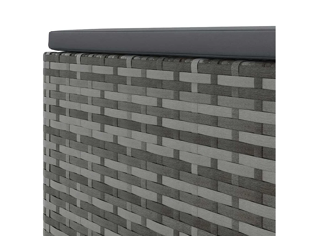 4 peças conjunto lounge de jardim com almofadões vime PE cinzento