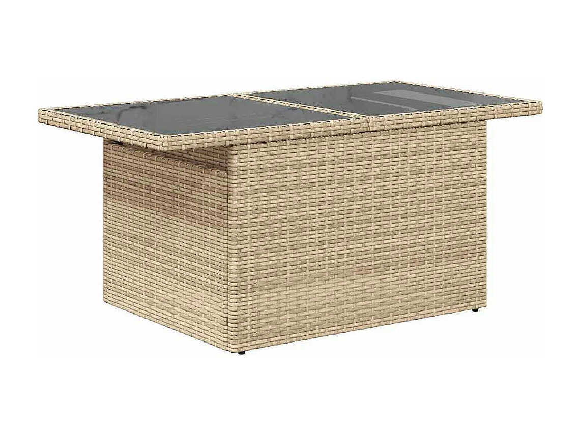 Set de sofás de jardín con cojines 9 piezas ratán sintético beige