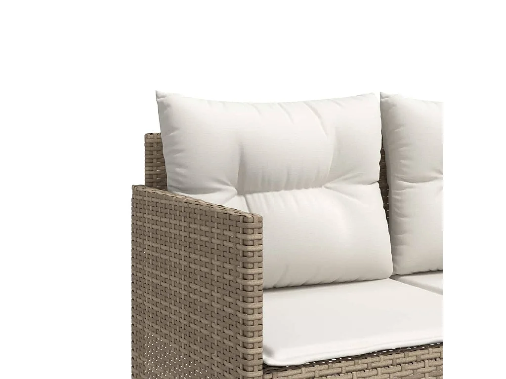 Salon de jardin avec coussins 5 pièces beige résine tressée