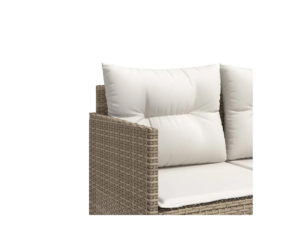 5-delige Loungeset met kussens poly rattan beige