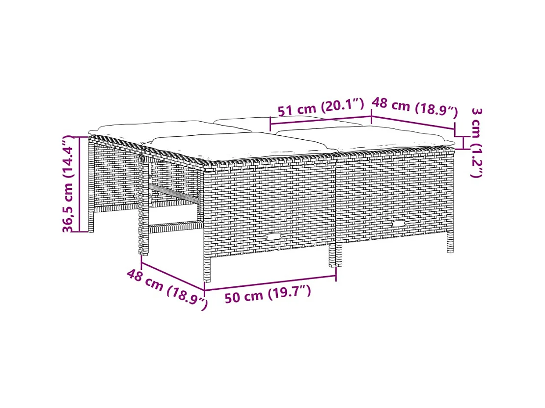 5-delige Loungeset met kussens poly rattan beige