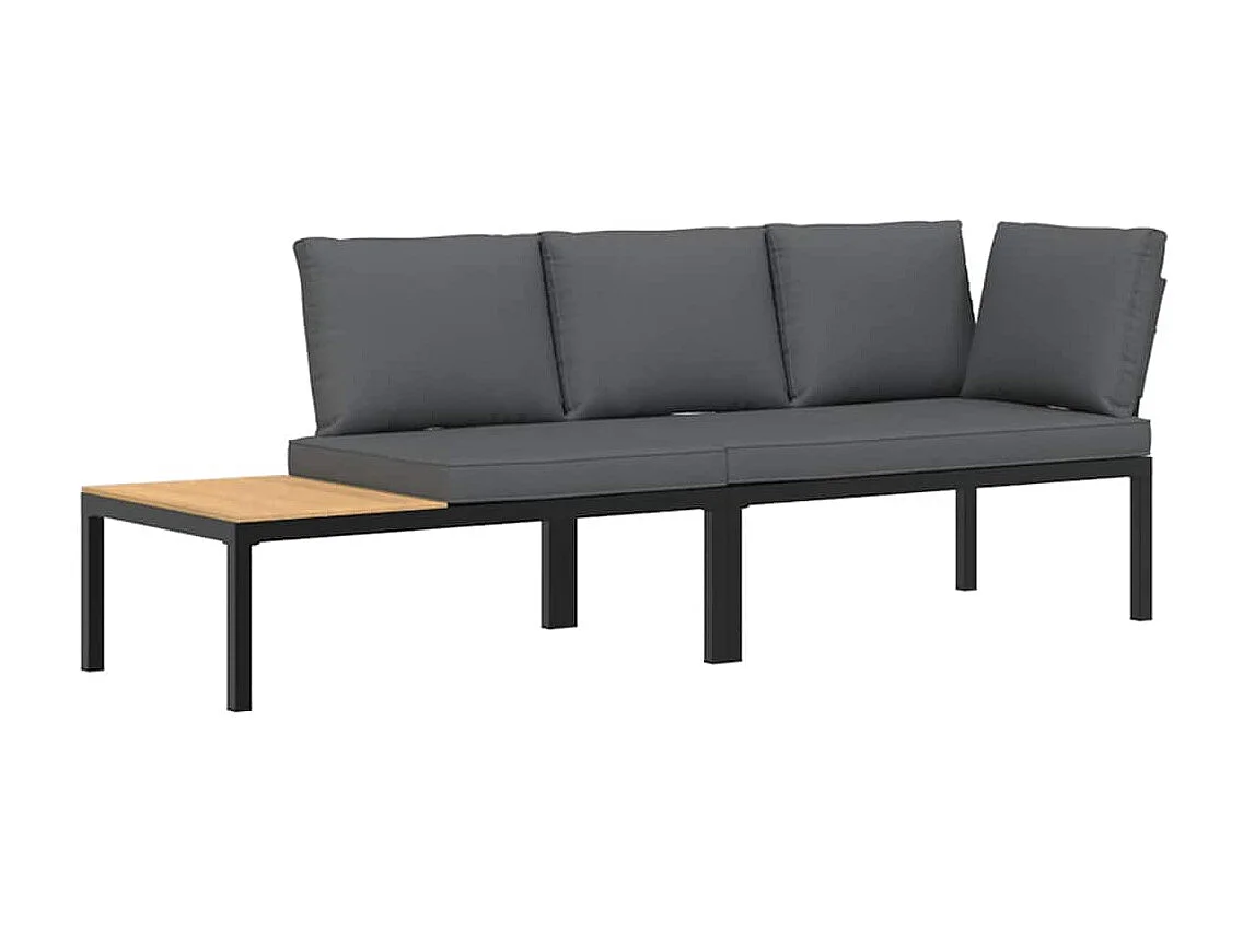 2-delige Loungeset met kussens aluminium zwart