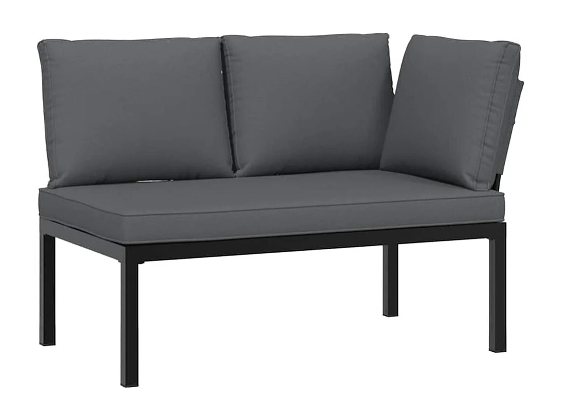 2-delige Loungeset met kussens aluminium zwart