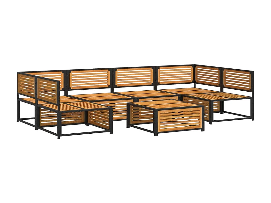 Set de sofás de jardín con cojines 7 piezas madera maciza acacia
