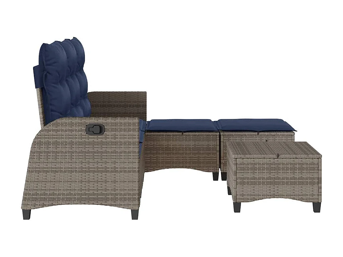 Salon de jardin 3 pièces avec coussins forme L gris résine tressée