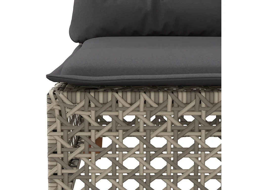 Set de muebles de jardín 9 piezas y cojines ratán sintético gris