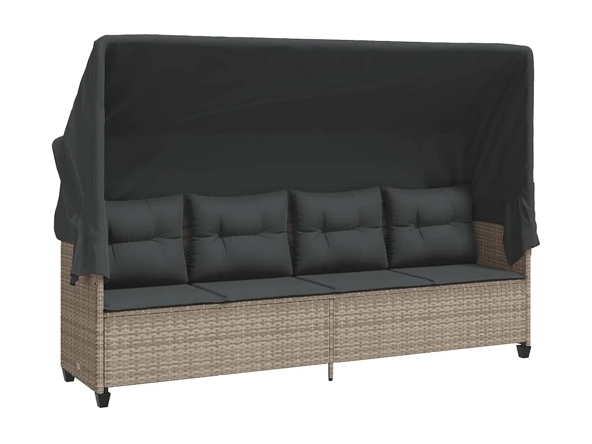 Salon de jardin 5 pièces avec coussins gris clair résine tressée