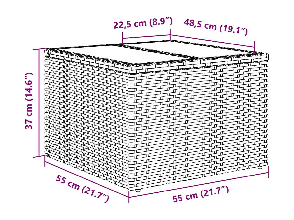 Set de sofás jardín 2 piezas con cojines ratán PE y vidrio negro