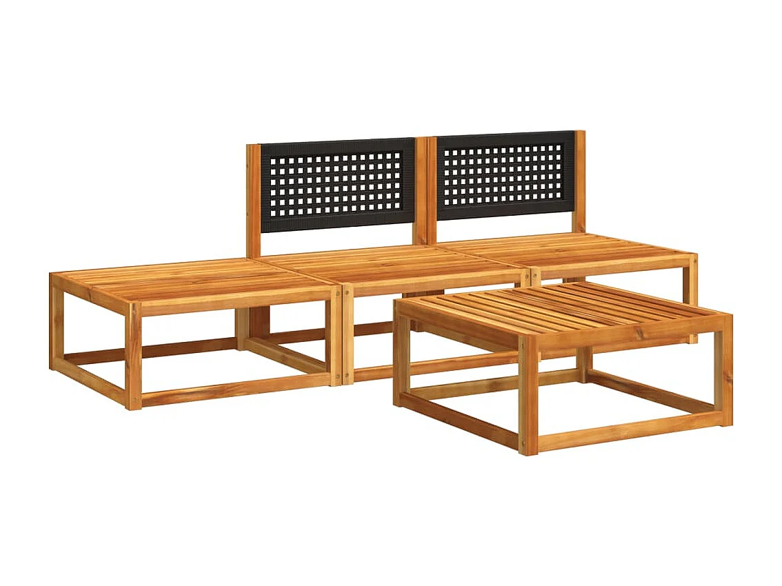 Salon de jardin avec coussins 4 pièces bois d'acacia massif