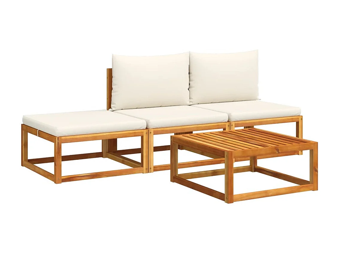 Set sofás de jardín con cojines 4 piezas madera maciza de acacia