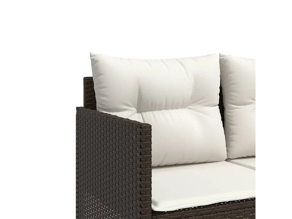 Set comedor de jardín 5 piezas y cojines ratán sintético marrón