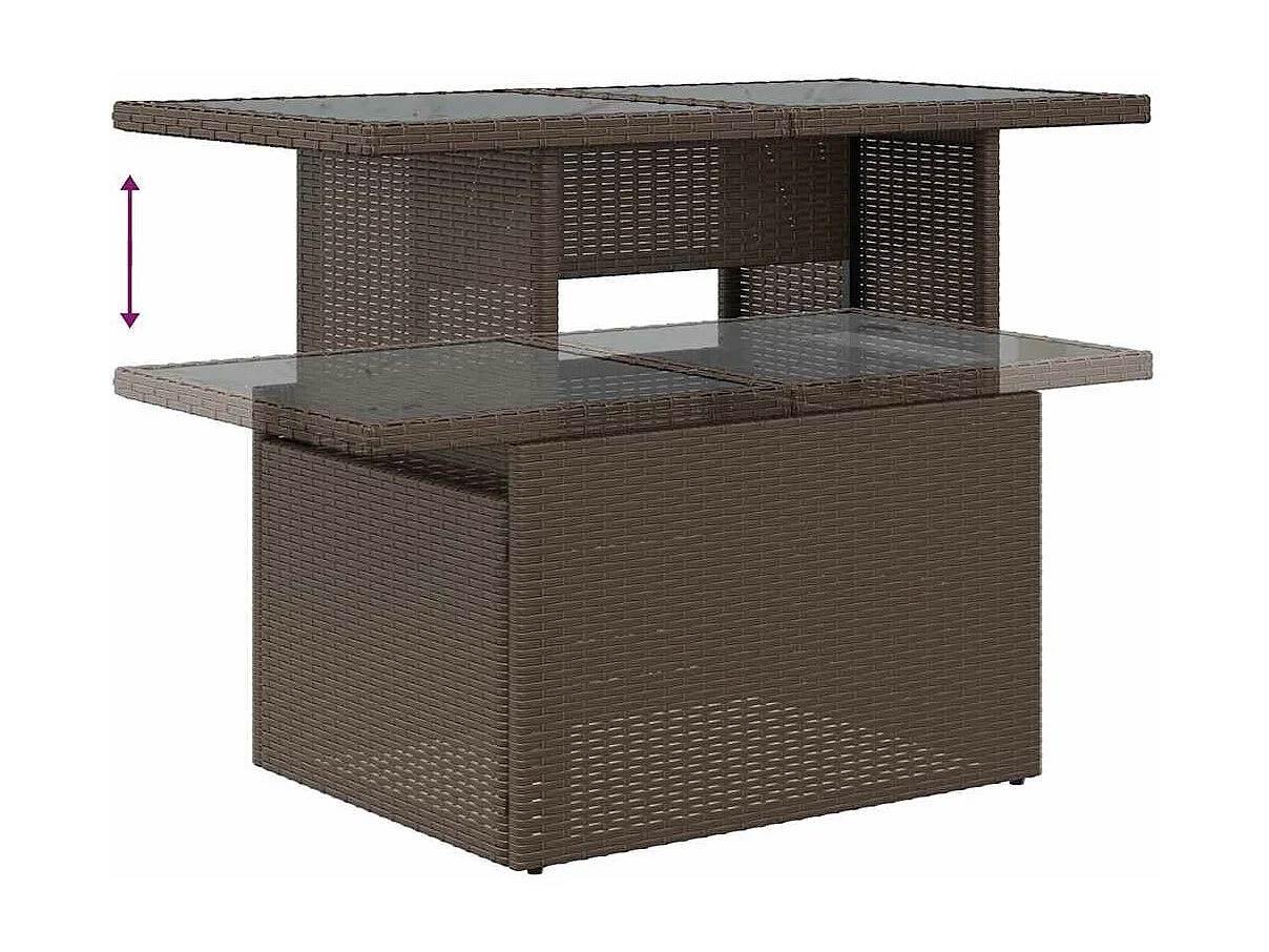 7-delige Loungeset met kussens poly rattan bruin