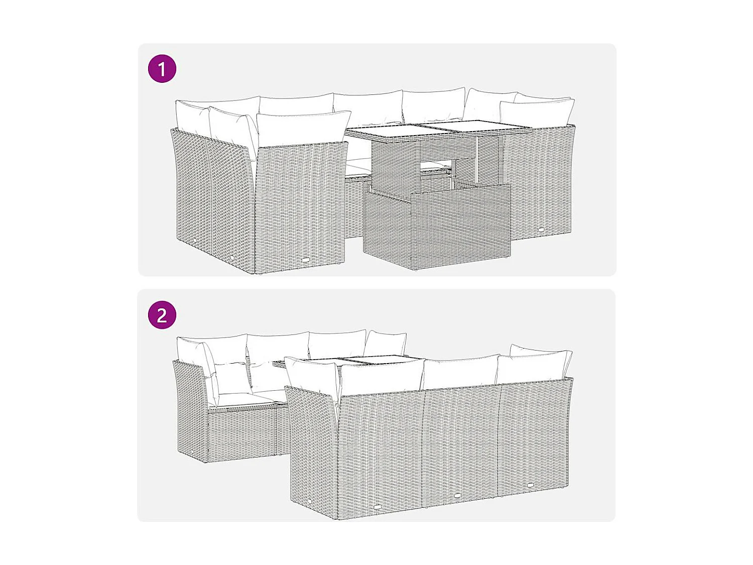 7-delige Loungeset met kussens poly rattan bruin