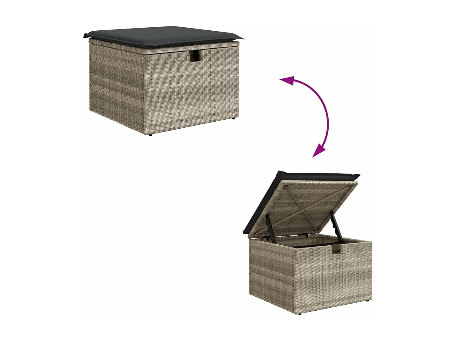 Set de sofás de jardín 6 piezas y cojines ratán sintético gris