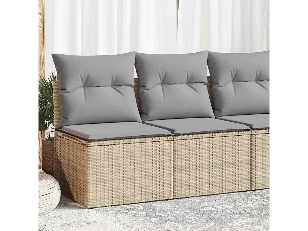 Set sofás jardín y cojines 2 piezas ratán sintético acacia beige