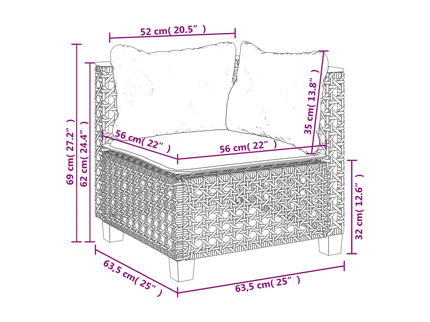 11-delige Loungeset met kussens poly rattan grijs