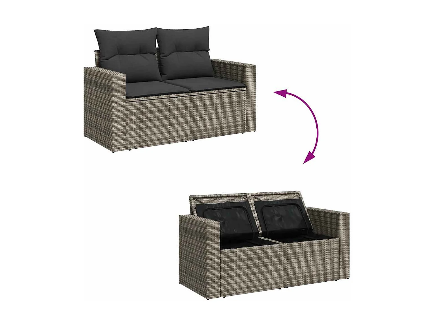 Set de sofás de jardín y cojines 8 piezas ratán sintético gris