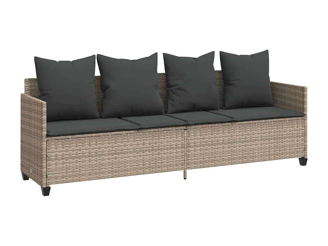 Salon de jardin 5 pièces avec coussins gris clair résine tressée