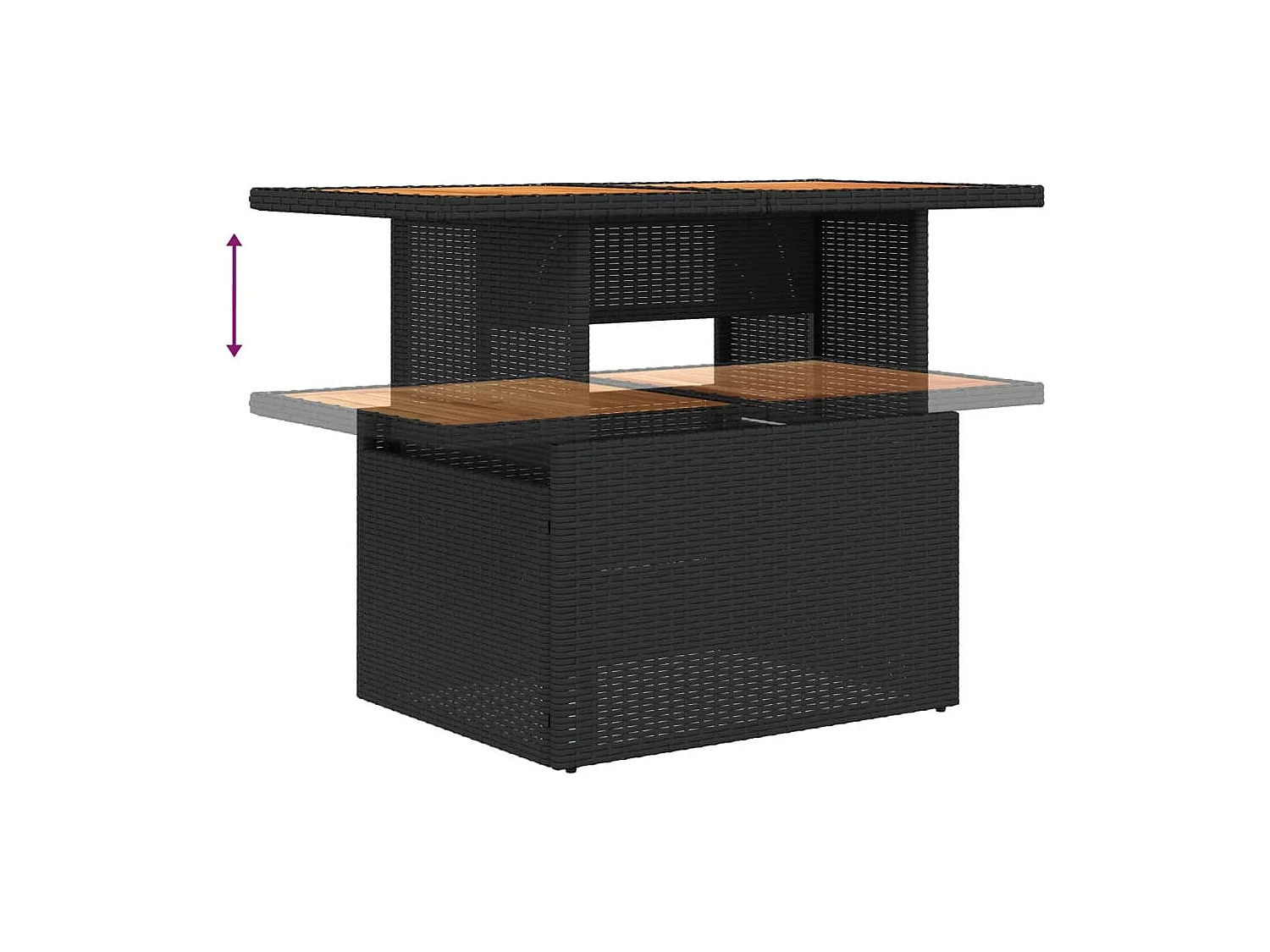 6-delige Loungeset met kussens poly rattan zwart