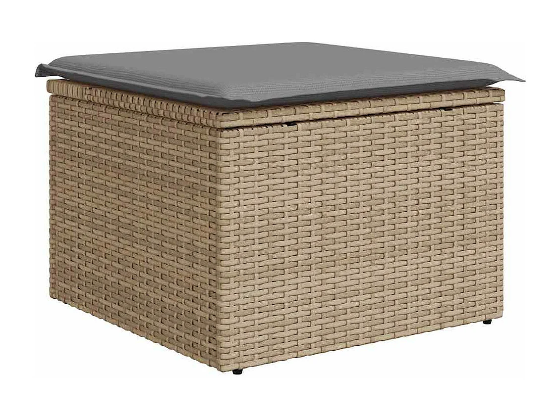 9-delige Loungeset met kussens poly rattan beige