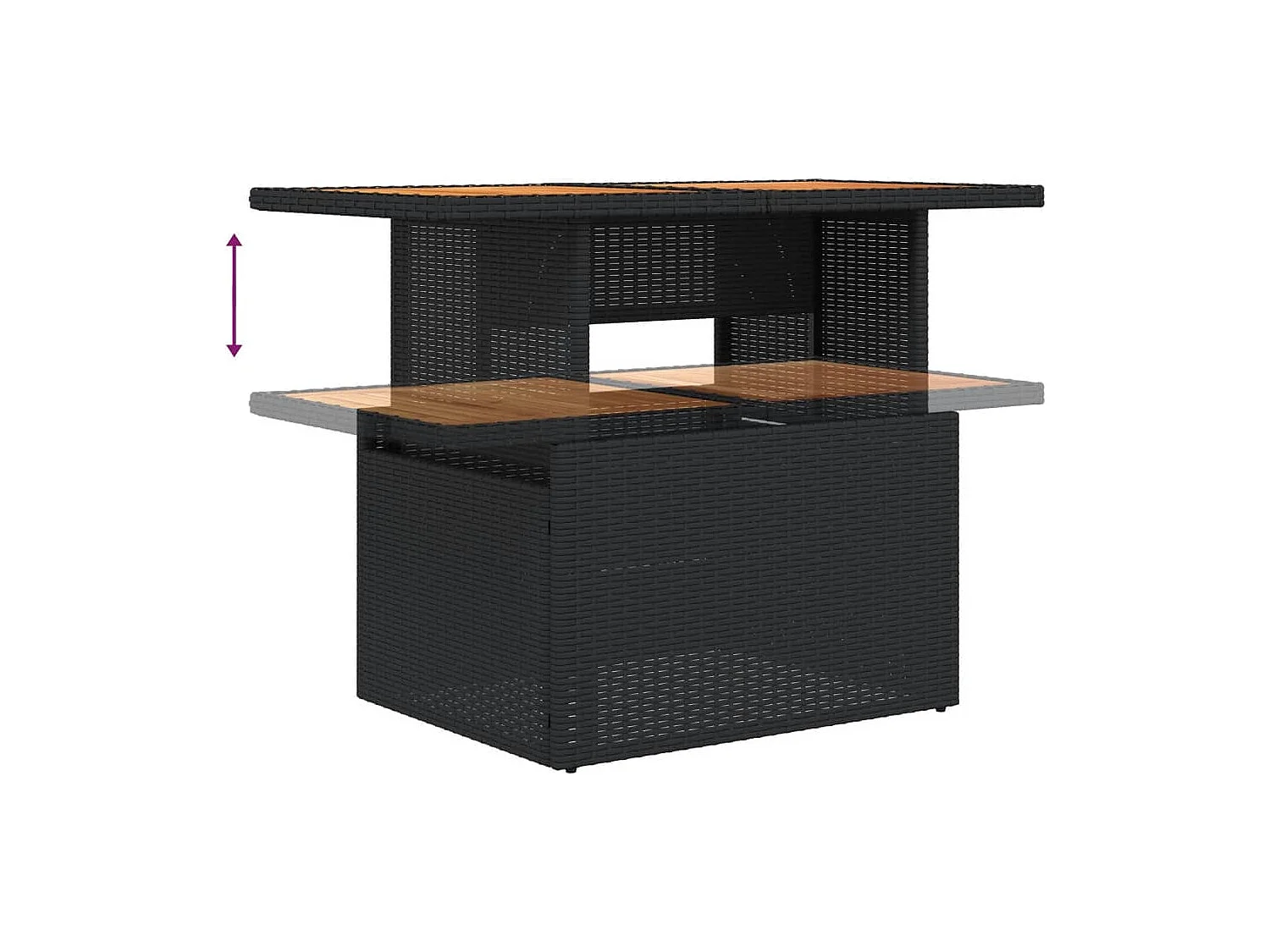 Salon de jardin 6 pièces avec coussins noir résine tressée