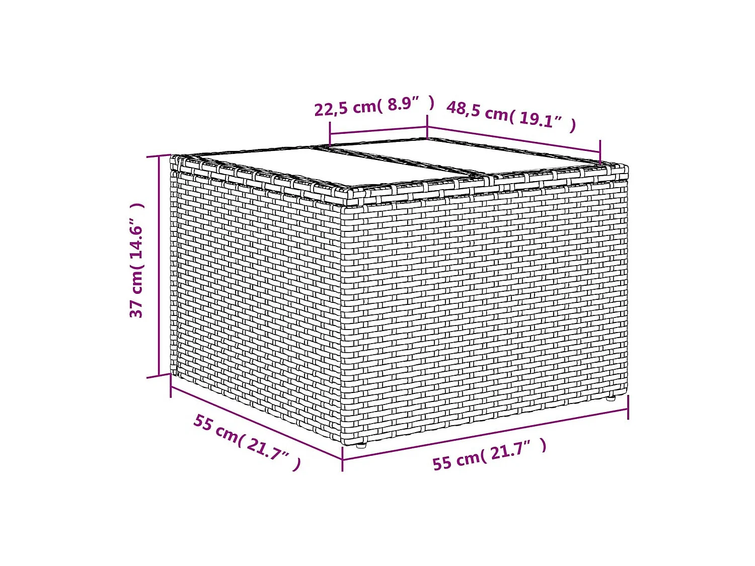Salon de jardin et coussins 11 pièces marron résine tressée