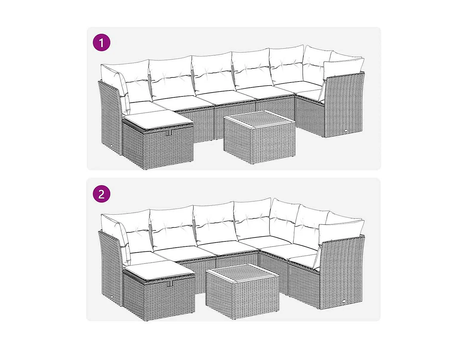 8-delige Loungeset met kussens poly rattan beige
