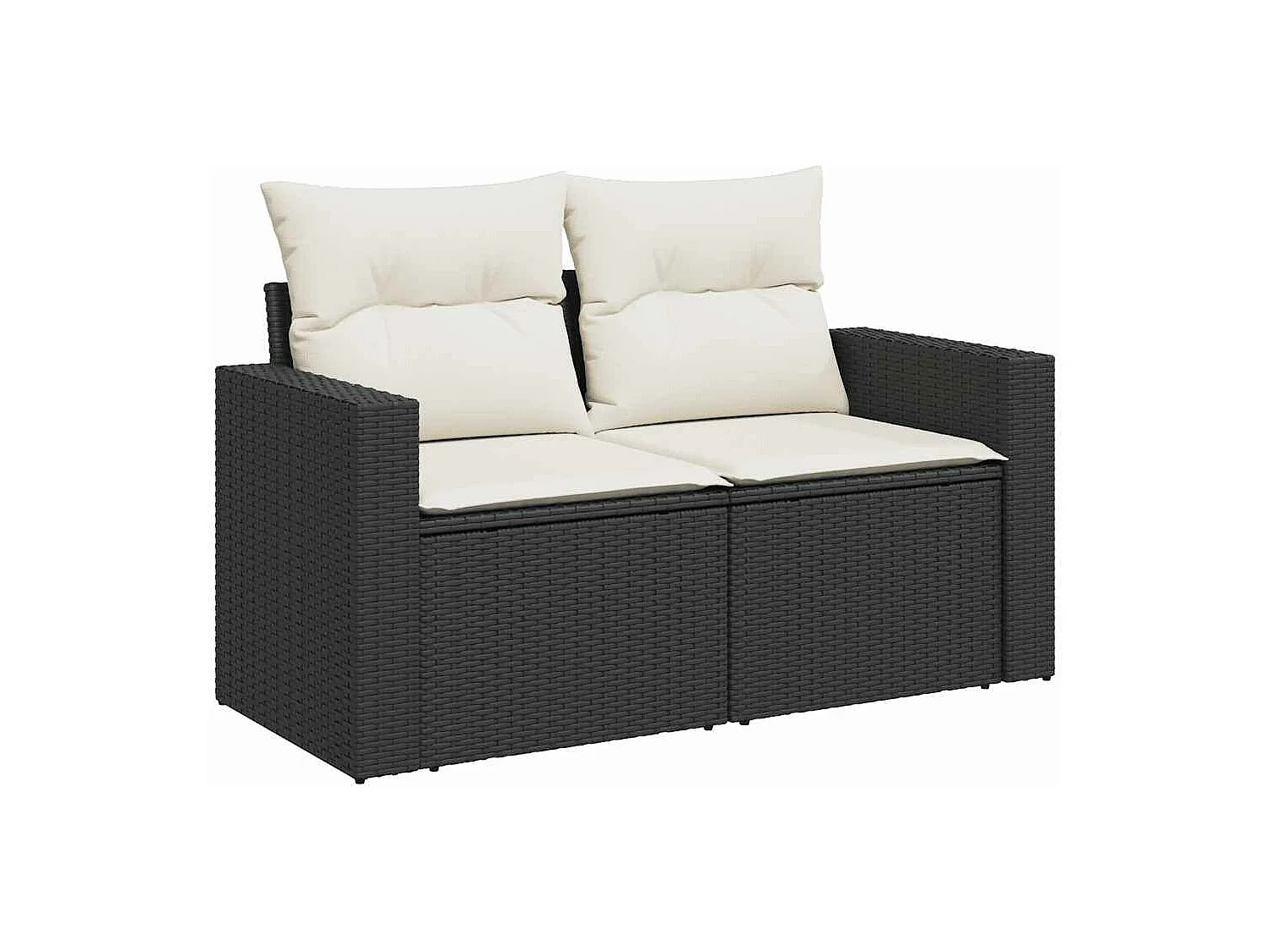 5-delige Loungeset met kussens poly rattan zwart