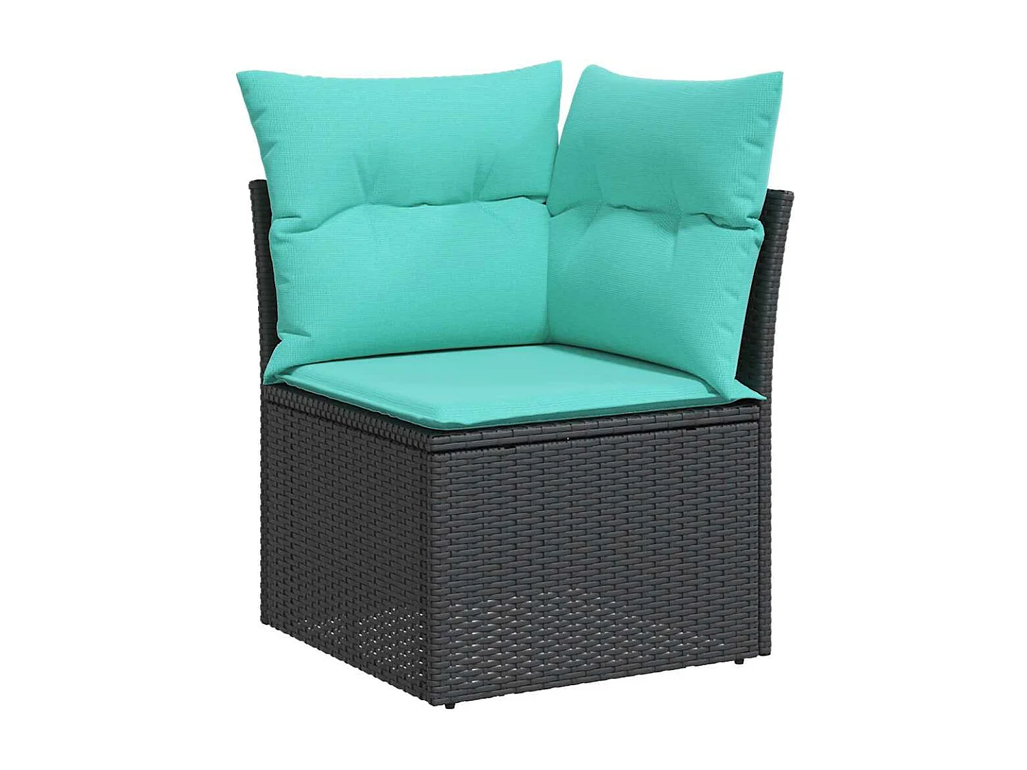 Set de sofás de jardín 6 piezas y cojines ratán sintético negro